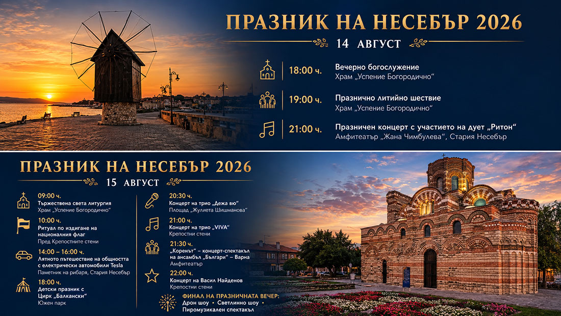 Празник на Несебър 2026 – програма за 14 и 15 август